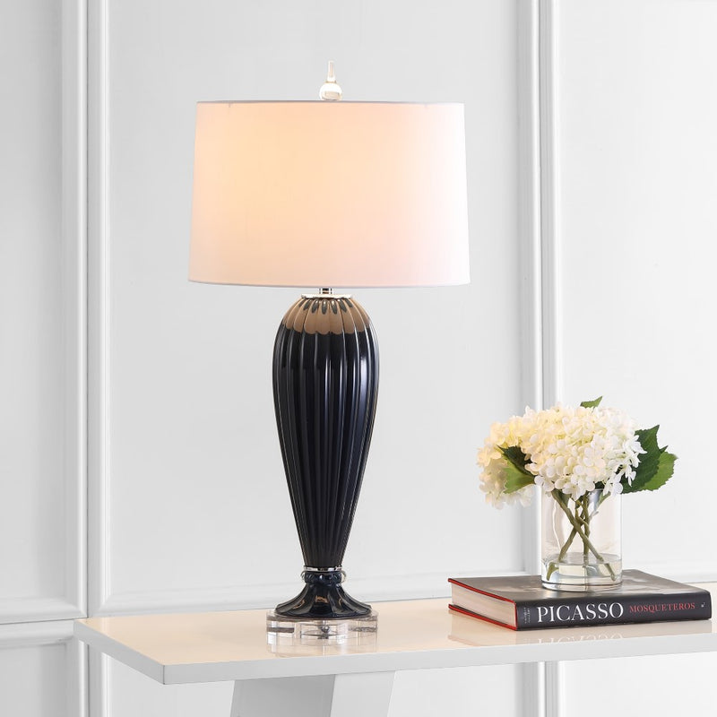 Delphine 32.5" Glass/Crystal LED Table Lamp - JONATHAN Y