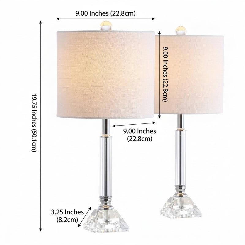 Dana 19.5" Crystal Column/Metal LED Table Lamp Set 2 Clear – DIM