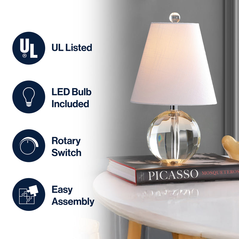 Goddard 16" Crystal Ball/Metal LED Table Lamp