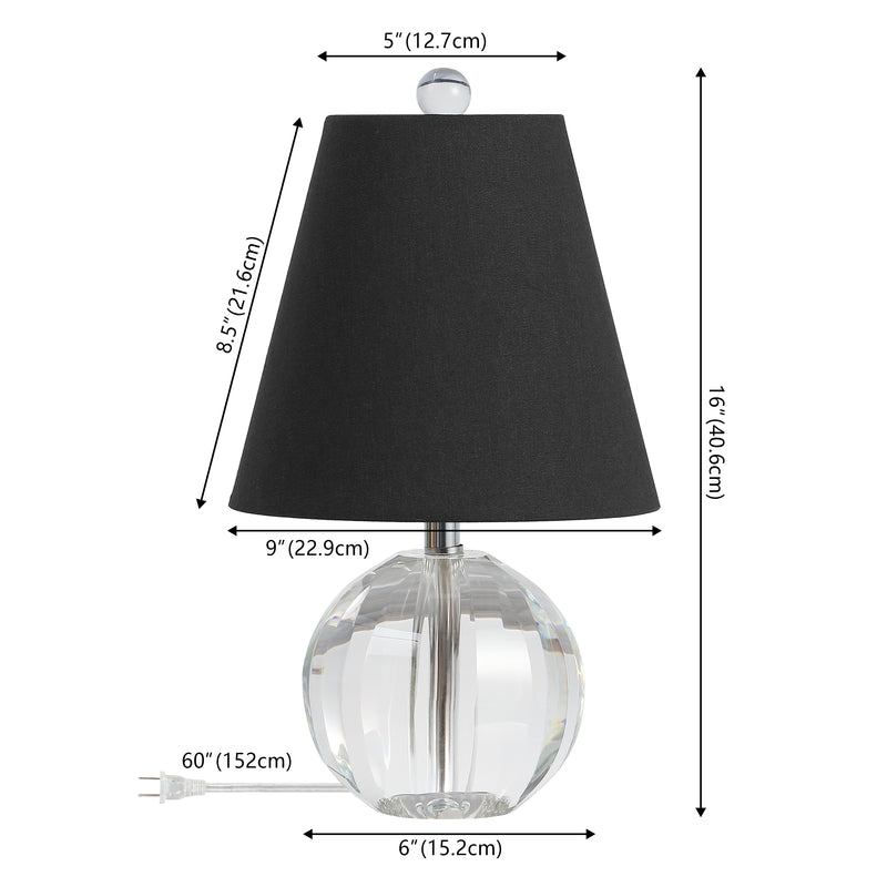 Goddard 16" Crystal Ball/Metal LED Table Lamp - JONATHAN Y