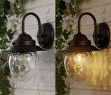 Rodanthe 8.25"  Farmhouse Industrial Iron/Glass Outdoor LED Sconce - JONATHAN Y