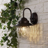 Rodanthe 8.25"  Farmhouse Industrial Iron/Glass Outdoor LED Sconce - JONATHAN Y