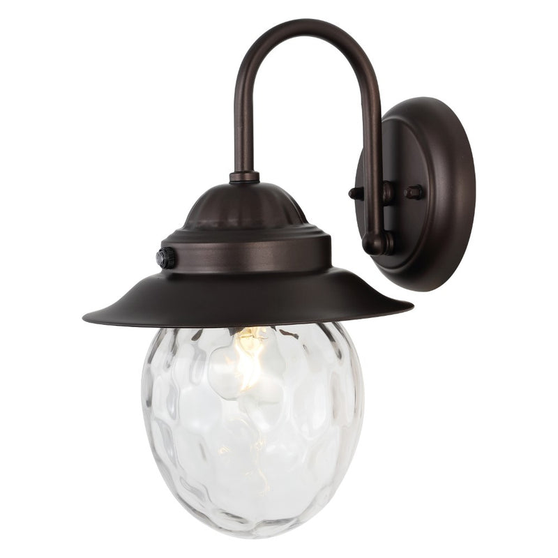 Rodanthe 8.25"  Farmhouse Industrial Iron/Glass Outdoor LED Sconce - JONATHAN Y