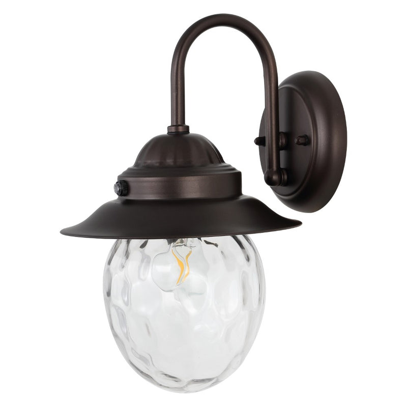 Rodanthe 8.25"  Farmhouse Industrial Iron/Glass Outdoor LED Sconce - JONATHAN Y