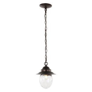 Manteo 8.25"  Farmhouse Industrial Iron/Glass Outdoor LED Pendant - JONATHAN Y
