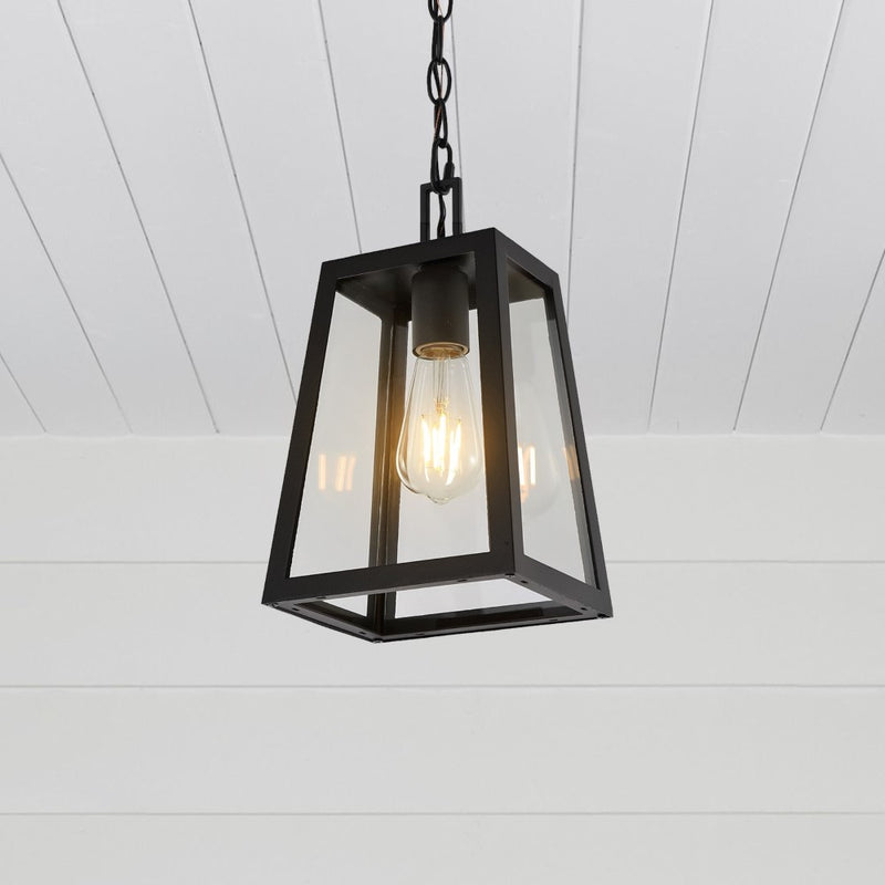 Glendale 6.75"  Farmhouse Industrial Iron/Glass Outdoor LED Pendant - JONATHAN Y