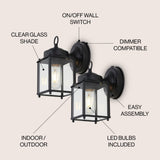 Boston 4.25"  Farmhouse Industrial Iron/Glass Outdoor LED Sconce - JONATHAN Y