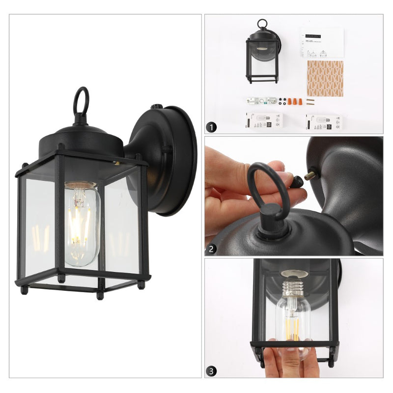 Boston 4.25"  Farmhouse Industrial Iron/Glass Outdoor LED Sconce - JONATHAN Y