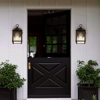 Boston 4.25"  Farmhouse Industrial Iron/Glass Outdoor LED Sconce - JONATHAN Y