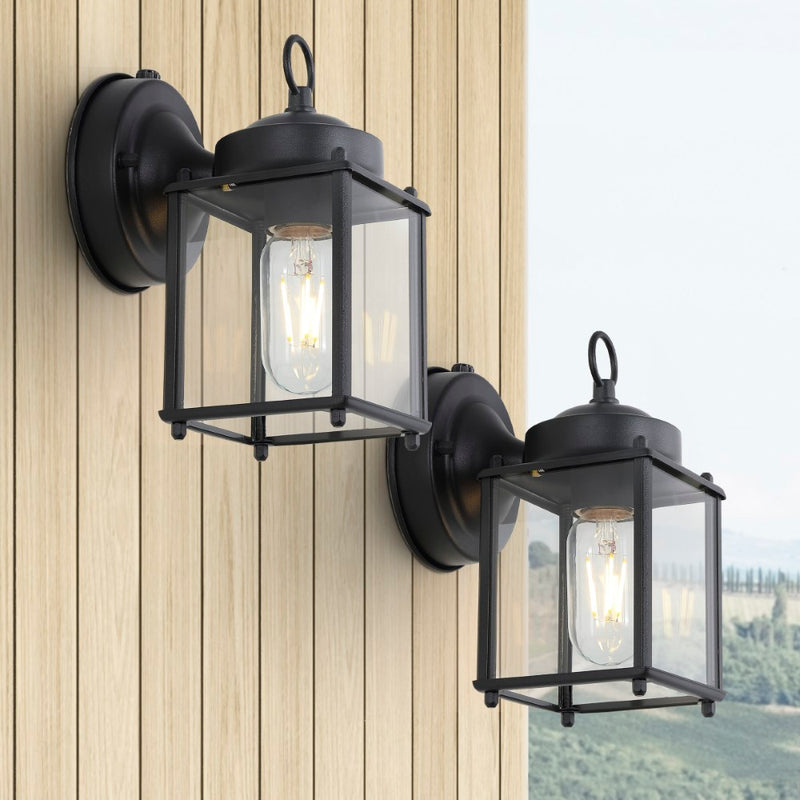 Boston 4.25"  Farmhouse Industrial Iron/Glass Outdoor LED Sconce - JONATHAN Y