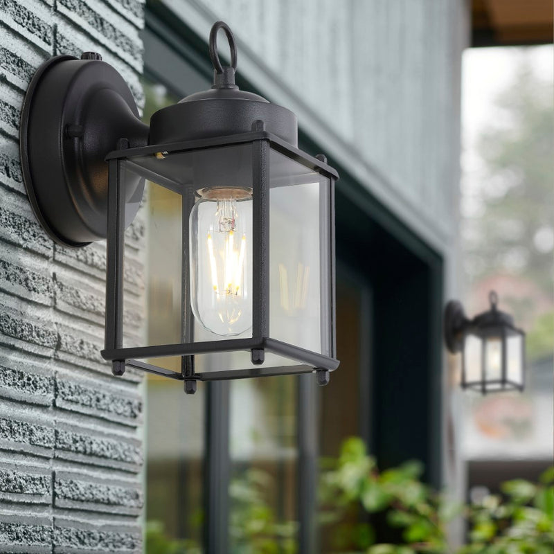 Boston 4.25"  Farmhouse Industrial Iron/Glass Outdoor LED Sconce - JONATHAN Y