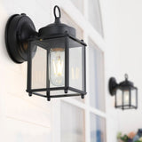 Boston 4.25"  Farmhouse Industrial Iron/Glass Outdoor LED Sconce - JONATHAN Y