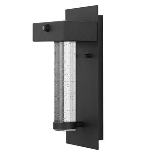 Horizone 5.5" Minimalist Industrial Iron/Glass Seeded Glass with Dusk-to-Dawn Sensor Integrated LED Outdoor Sconce - JONATHAN Y