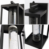 Juno 4.75" Industrial Vintage Iron/Glass Seeded Glass with Dusk-to-Dawn Sensor Integrated LED Outdoor Sconce - JONATHAN Y