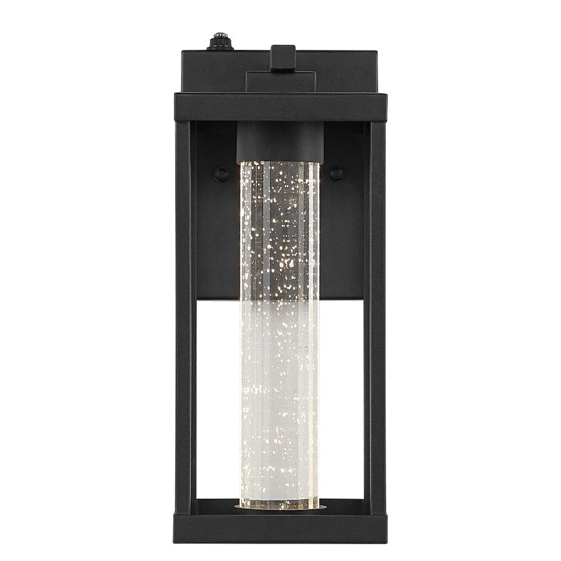 Juno 4.75" Industrial Vintage Iron/Glass Seeded Glass with Dusk-to-Dawn Sensor Integrated LED Outdoor Sconce - JONATHAN Y