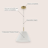 Alden 14.25" 1-Light Classic French Country Iron LED Pendant with Pleated Shade - JONATHAN Y