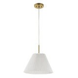 Alden 14.25" 1-Light Classic French Country Iron LED Pendant with Pleated Shade - JONATHAN Y