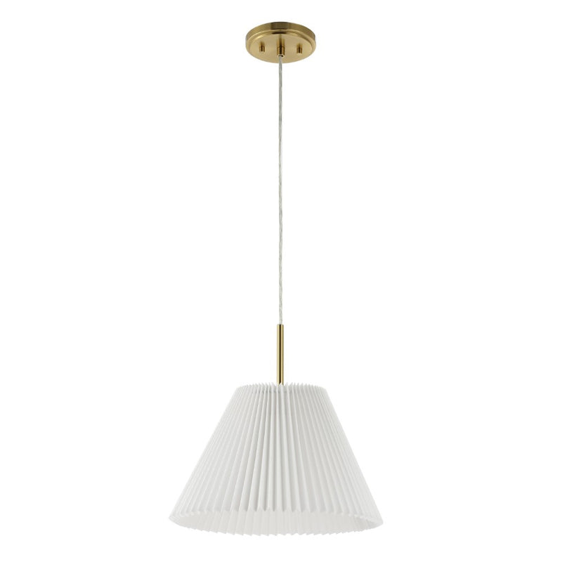 Alden 14.25" 1-Light Classic French Country Iron LED Pendant with Pleated Shade - JONATHAN Y