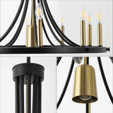 Dante Modern Iron Adjustable Wagon Wheel LED Chandelier with Downlight - JONATHAN Y
