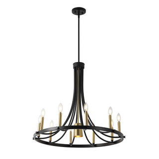 Dante Modern Iron Adjustable Wagon Wheel LED Chandelier with Downlight - JONATHAN Y