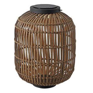 Nara 20.5" Modern Global Faux Rattan Integrated Indoor/Outdoor LED Solar Powered Lantern