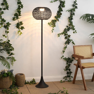 Jaemin 58" Modern Coastal Faux Rattan Integrated Indoor/Outdoor LED Solar Powered Floor Lamp
