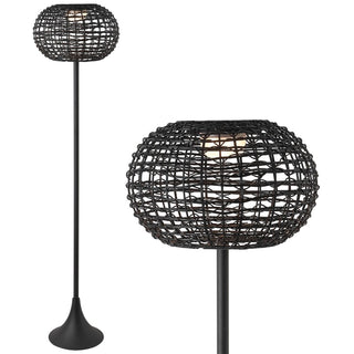 Jaemin 58" Modern Coastal Faux Rattan Integrated Indoor/Outdoor LED Solar Powered Floor Lamp