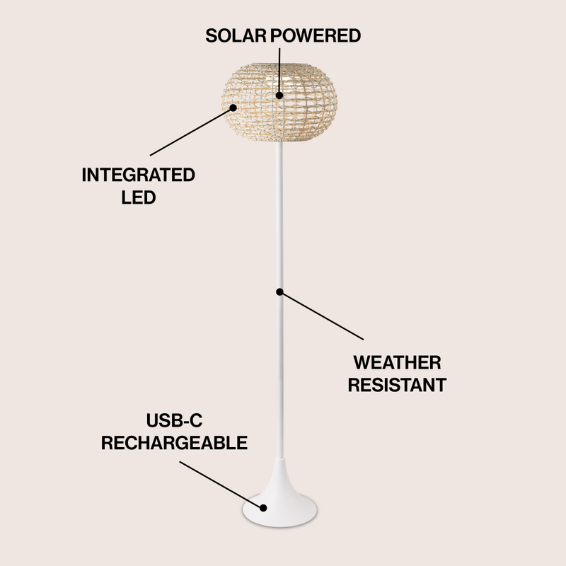 Jaemin 58" Modern Coastal Faux Rattan Integrated Indoor/Outdoor LED Solar Powered Floor Lamp