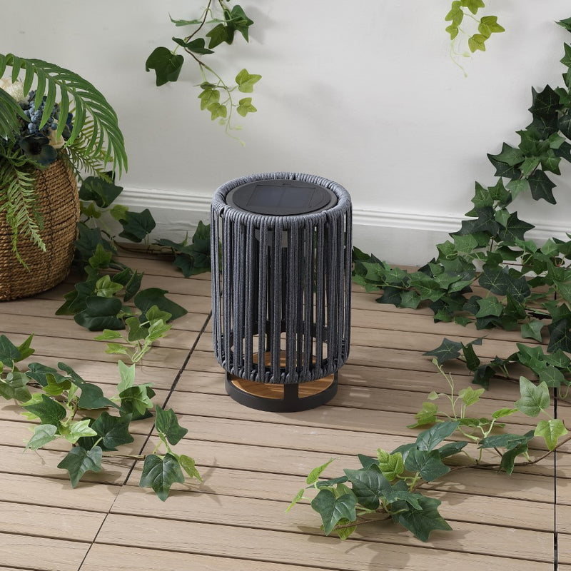 Sawara Modern Minimalist Faux Rattan Integrated Indoor/Outdoor LED Solar Powered Lantern