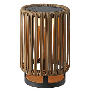 Sawara Modern Minimalist Faux Rattan Integrated Indoor/Outdoor LED Solar Powered Lantern