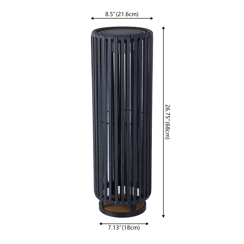 Sawara Modern Minimalist Faux Rattan Integrated Indoor/Outdoor LED Solar Powered Lantern