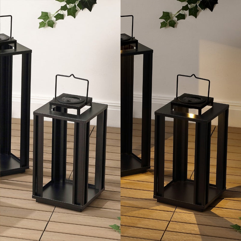 Leland Modern Industrial Integrated Indoor/Outdoor LED Solar Powered Lanterns