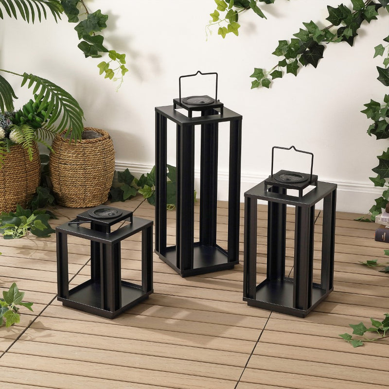 Leland Modern Industrial Integrated Indoor/Outdoor LED Solar Powered Lanterns