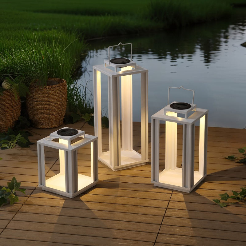 Leland Modern Industrial Integrated Indoor/Outdoor LED Solar Powered Lanterns