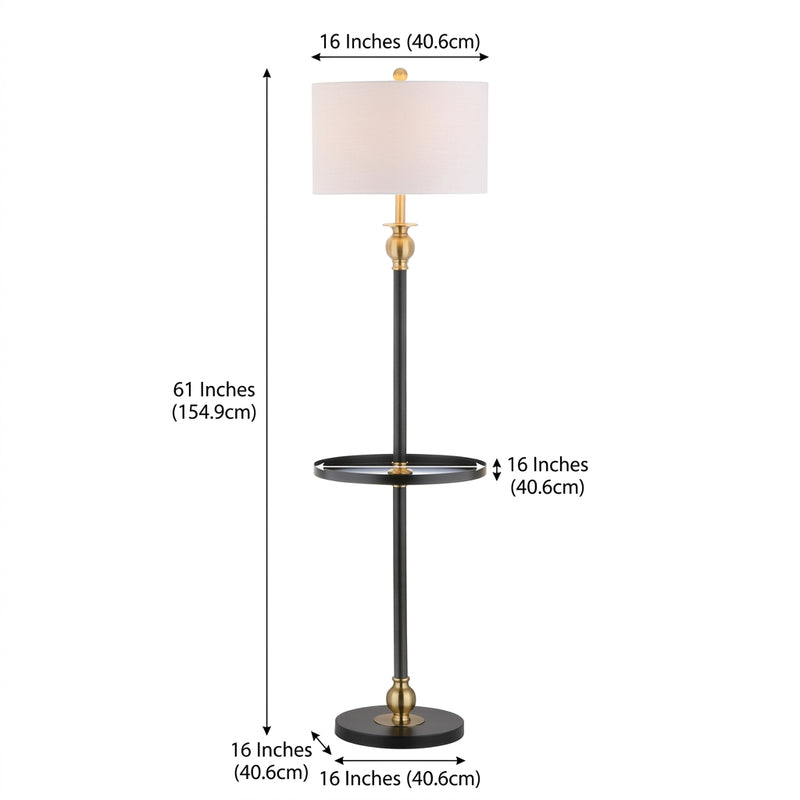 Evans 61" Metal LED Side Table Floor Lamp Black/Brass – DIM