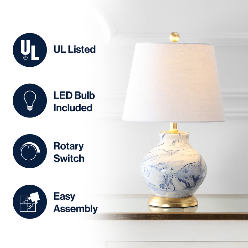 Holly 20.5" Marbleized Ceramic LED Table Lamp