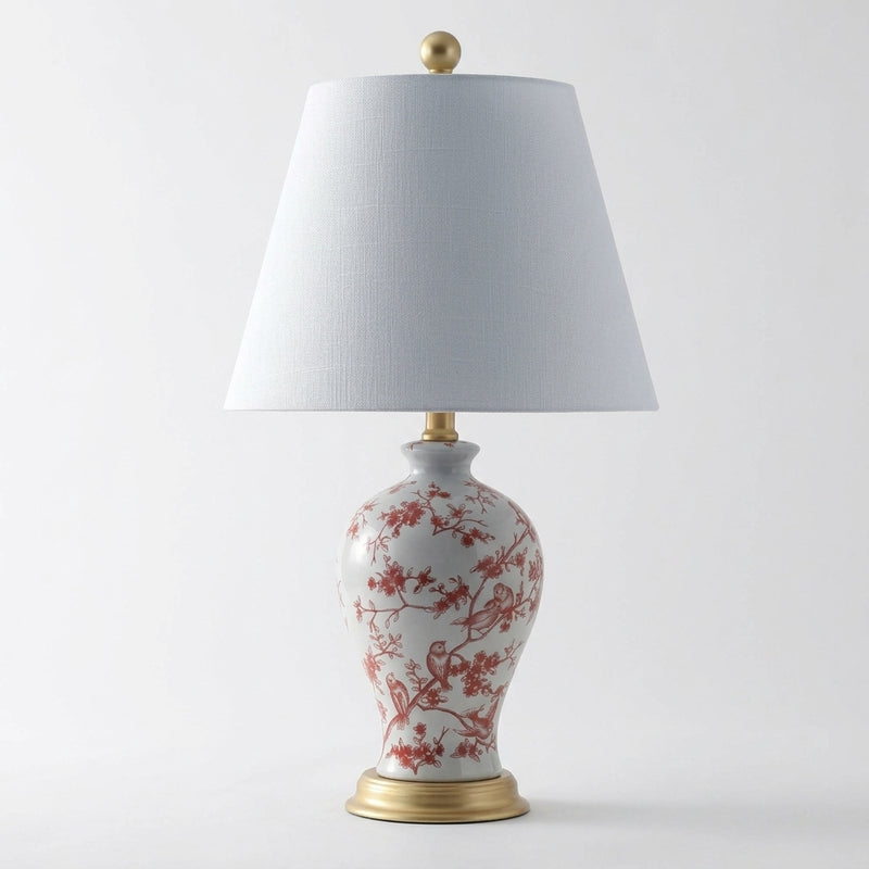Grace 24" Floral LED Table Lamp White/Red – OFF