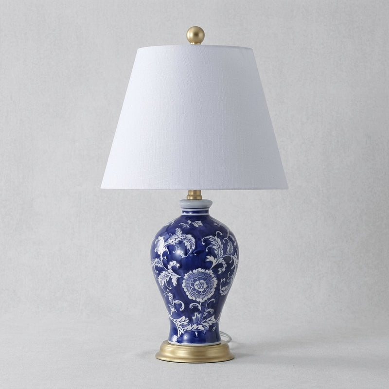Grace 24" Floral LED Table Lamp Navy/White – OFF