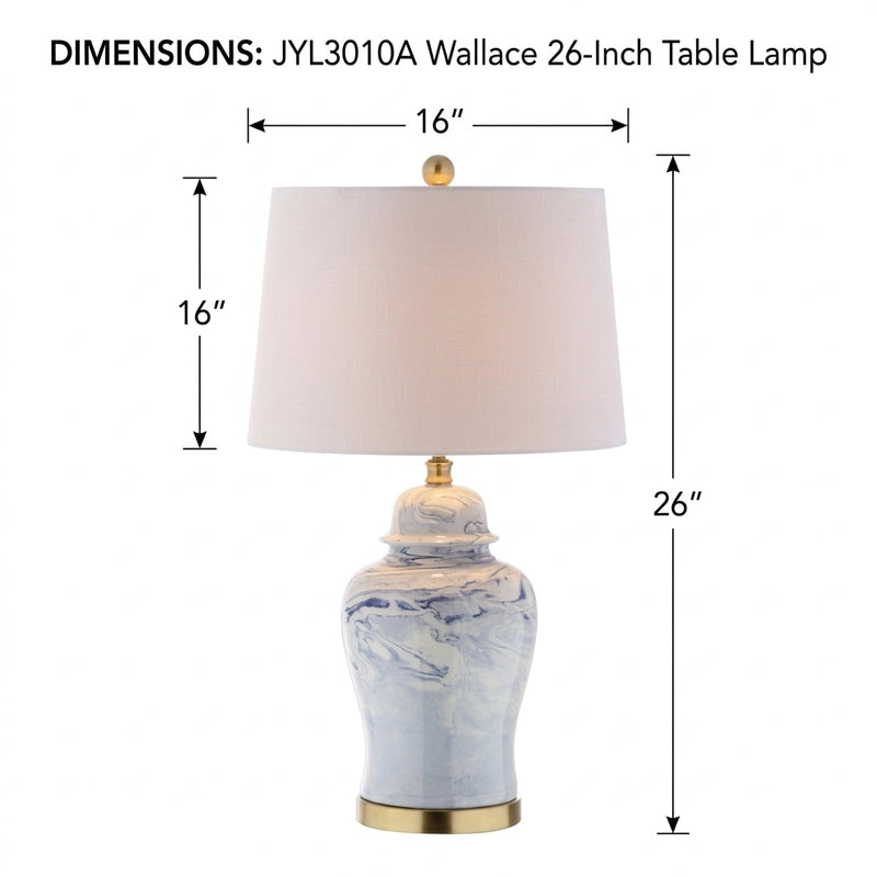 Wallace 26" Ceramic LED Table Lamp Blue/White – DIM