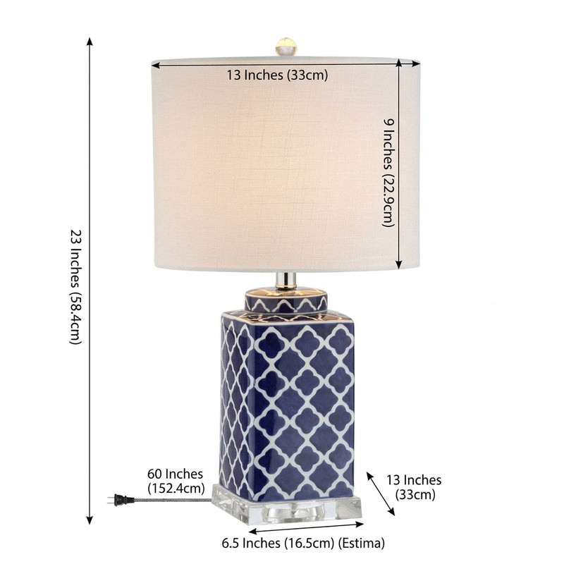 Clarke 23" Chinoiserie LED Table Lamp Blue/White – DIM
