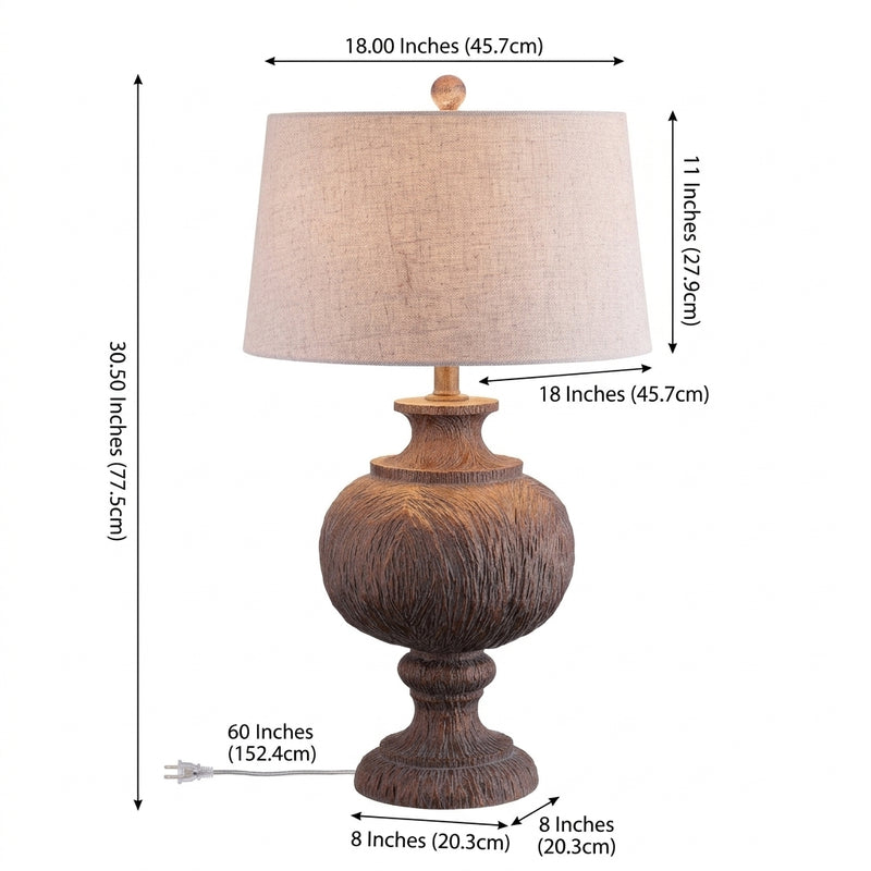 Scarlett 31" Resin LED Table Lamp Dark Brown with Gray Shade – DIM