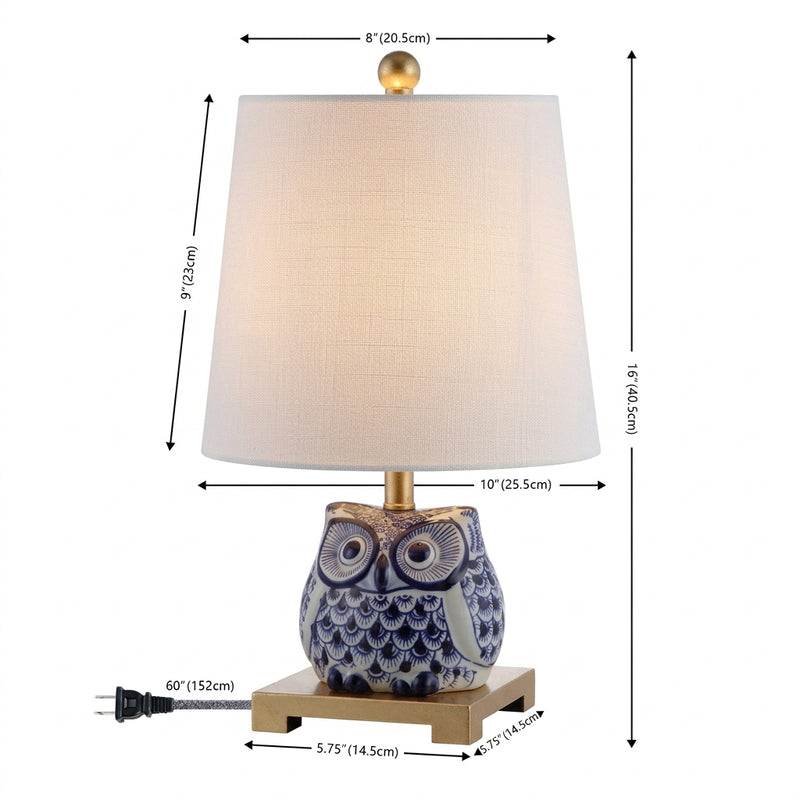 Justina 16" Ceramic Mini LED Table Lamp Blue/White – DIM