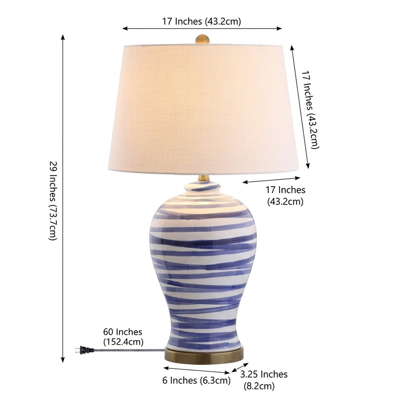 Joelie 29" Ceramic LED Table Lamp Blue/White – DIM