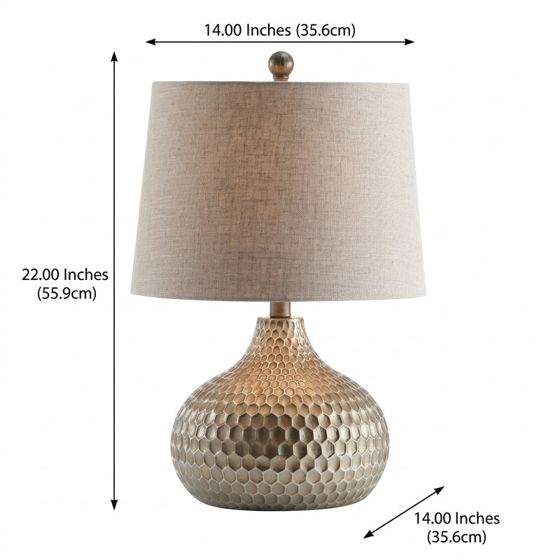 Bates 22" Honeycomb LED Table Lamp Antique Brown – DIM