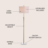 June 65" Adjustable Metal/Marble LED Floor Lamp