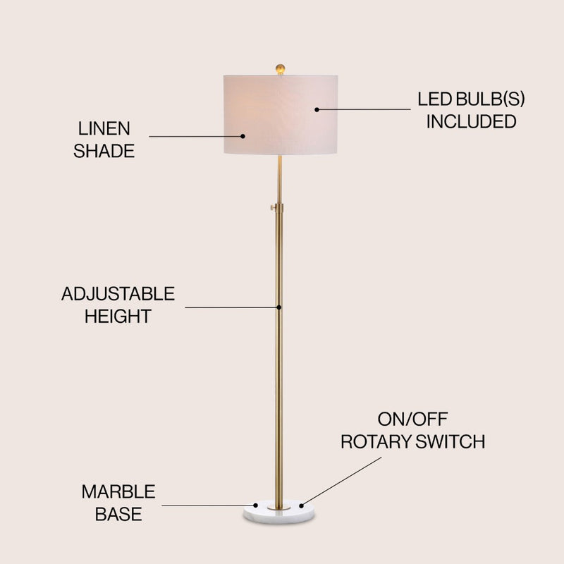 June 65" Adjustable Metal/Marble LED Floor Lamp