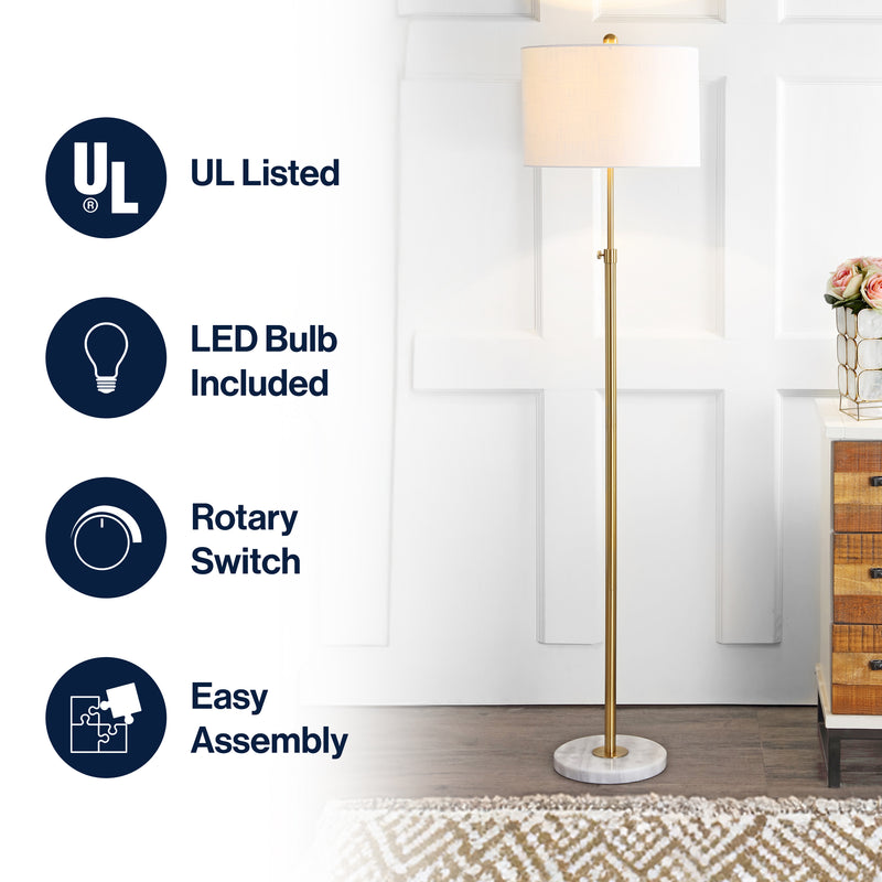 June 65" Adjustable Metal/Marble LED Floor Lamp
