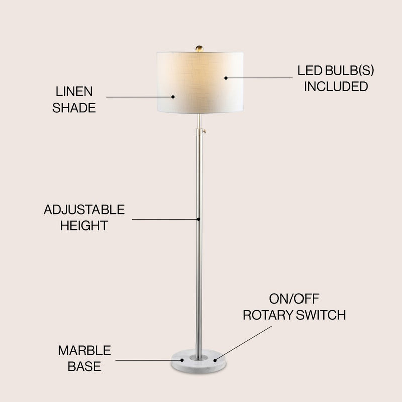 June 65" Adjustable Metal/Marble LED Floor Lamp