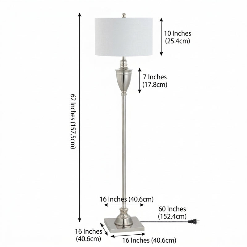 Othello 62" Metal LED Floor Lamp Polished Nickel – DIM