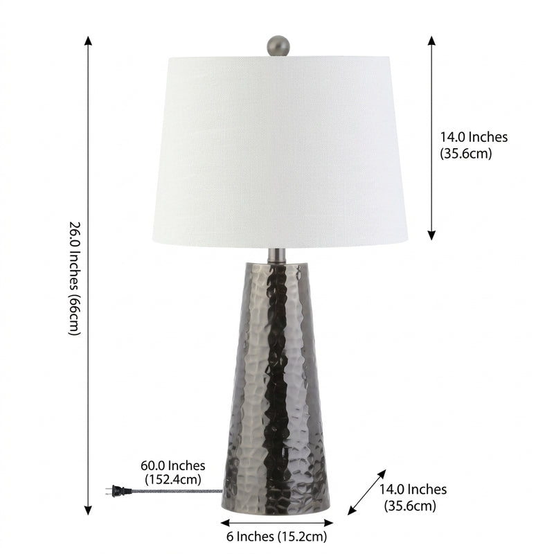 Wells 26" Hammered Metal LED Table Lamp Black Nickel – DIM